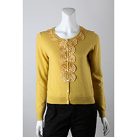 12gg Jersey Knitted with Silk Ribbon Embroidery Front Cardigan