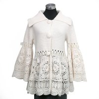 Allover hand crochet coat w/lace around waist
